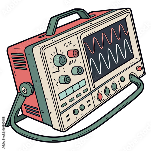 Creative Oscilloscope Vector Illustration | Clean and Modern Design for Signal Analysis, Electronic Testing, and Engineering Lab Projects