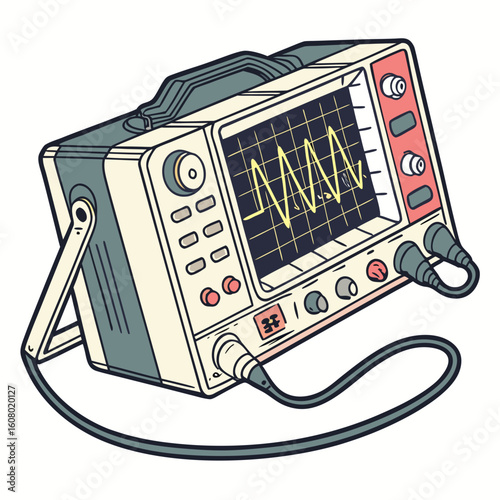 Creative Oscilloscope Vector Illustration | Clean and Modern Design for Signal Analysis, Electronic Testing, and Engineering Lab Projects
