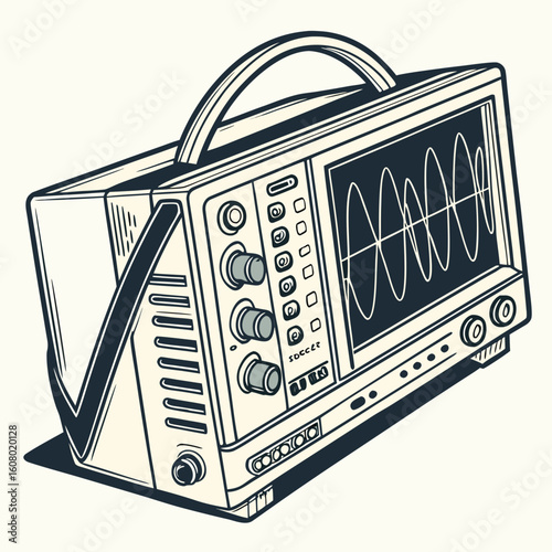 Creative Oscilloscope Vector Illustration | Clean and Modern Design for Signal Analysis, Electronic Testing, and Engineering Lab Projects