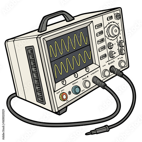 Creative Oscilloscope Vector Illustration | Clean and Modern Design for Signal Analysis, Electronic Testing, and Engineering Lab Projects