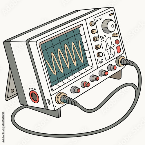 Creative Oscilloscope Vector Illustration | Clean and Modern Design for Signal Analysis, Electronic Testing, and Engineering Lab Projects