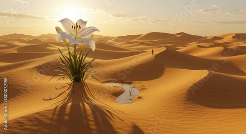 Resilient lily in desert landscape