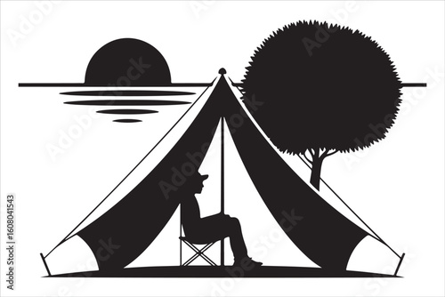 Camping Silhouette Vector Set – Adventure, Tent, and Outdoor Icons