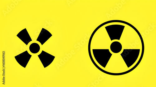 Radioactive hazard sign. Black and yellow isolated icon vector illustration.