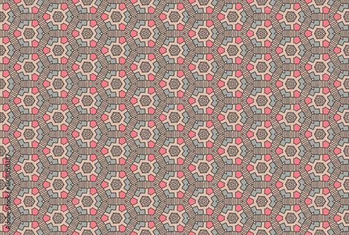 Seamless Symmetric Fabric Art Design Tile Fashion Geometric Shape Textile Visual Graphic Digital Decoration Interior Texture Wallpaper Luxury Template Cloth Perspective Background Endless Pattern.