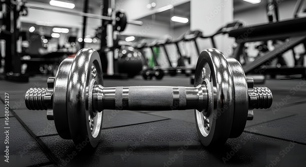 Fototapeta premium Monochrome Weight Training Dumbbell Equipment For Muscle Building At the Gym