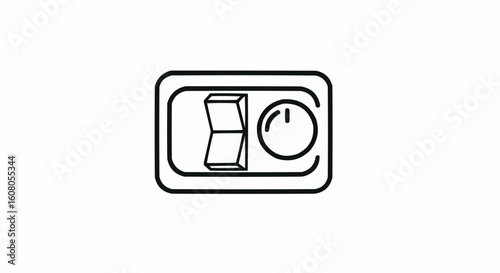 Illustration of a light switch with a toggle and a timer dial inside a rectangular frame outline