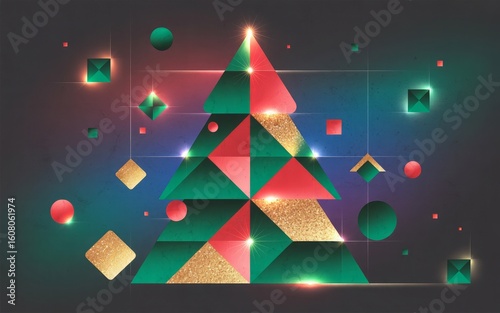 Colorful Geometric Shapes Christmas Art

