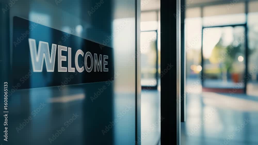 custom made wallpaper toronto digitalA professional welcome sign on a reception desk.