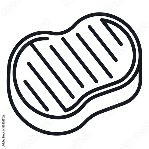 Outline of a grilled barbeque beef steak slice
