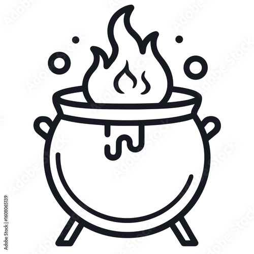 Mystical hot pot cauldron outline design