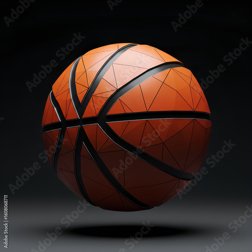 Abstract Geometric Basketball on Dark Background (generative ai)
