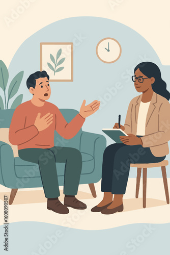 Flat Vector Mental Health Counseling