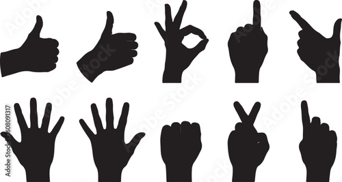Diverse hand gestures thumbs up ok sign