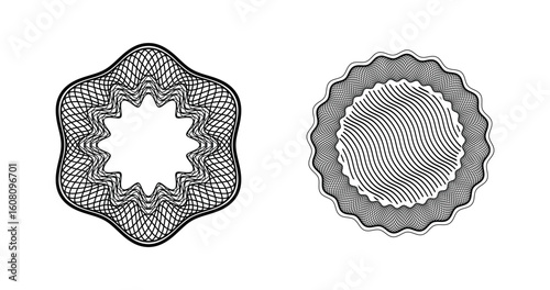 Guilloche rosette vector on black colour
