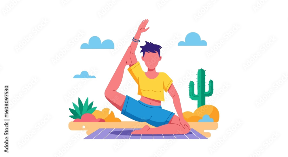 Fototapeta premium Person practicing yoga outdoors, perfect for wellness websites or brochures.