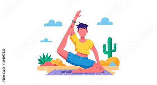 Person practicing yoga outdoors, perfect for wellness websites or brochures.