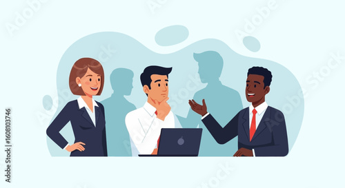 Diverse business team collaborating, ideal for websites and presentations showcasing teamwork and inclusivity.