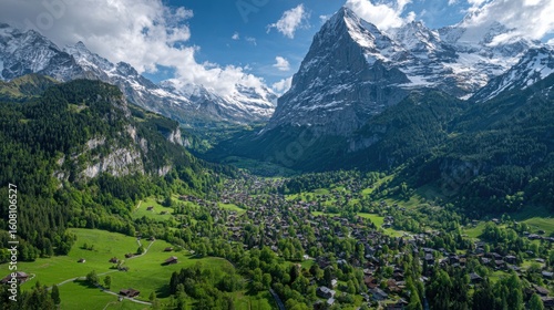 Majestic alpine landscape eiger mountain region aerial photography scenic nature daytime serenity and adventure