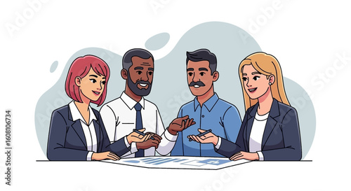 Diverse business team collaborating on a project, perfect for presentations or website banners.