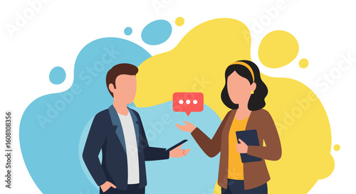 Two faceless business people having a conversation, ideal for websites and presentations about communication or teamwork.