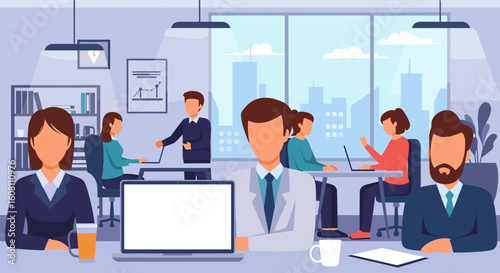 Modern office workers collaborating, perfect for website banners or business presentations.