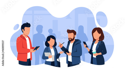 Diverse business team collaborating, ideal for presentations on teamwork and innovation.