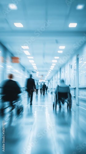 Wallpaper Mural Blurred background of a hospital interior with medical equipment and people in motion Blurred image of people in hospital corridor. Torontodigital.ca