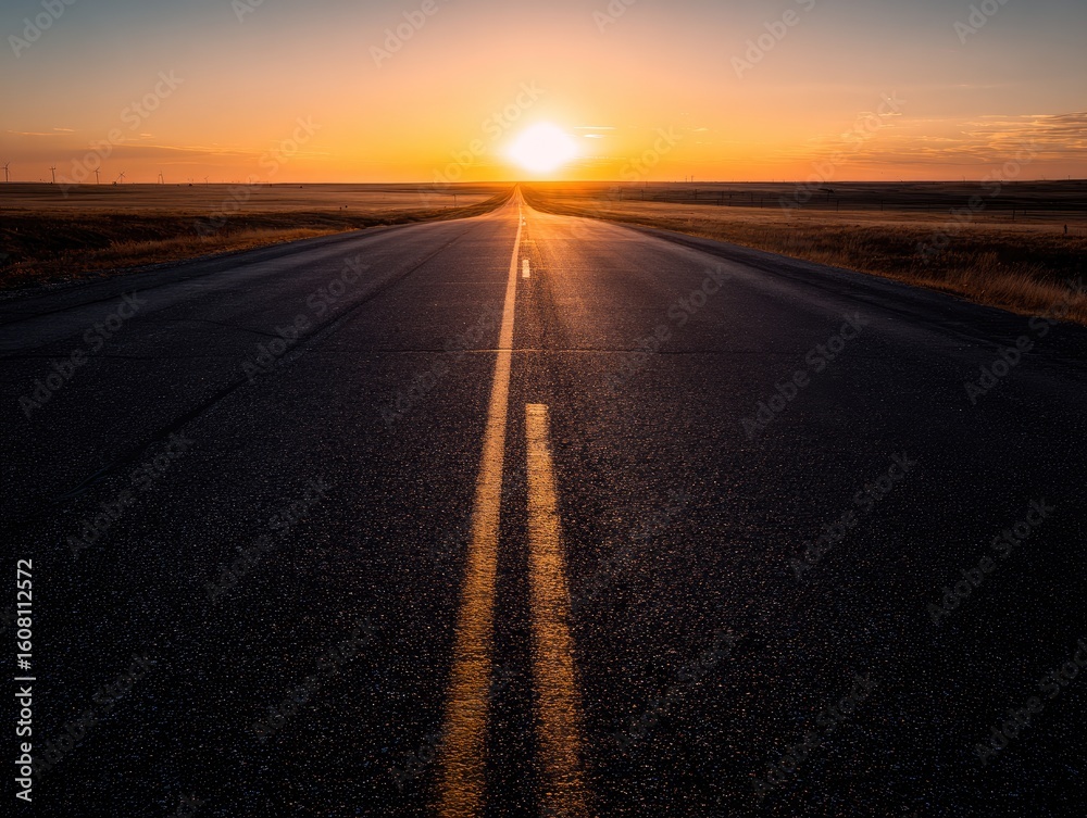 Fototapeta premium Empty highway at sunset (1)