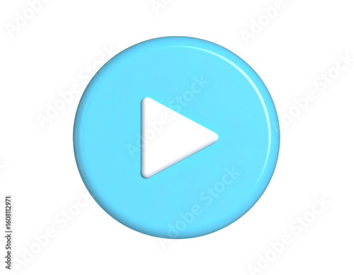 Plastic gold 3d icon of player in a minimalistic style for the interface. Player concept button