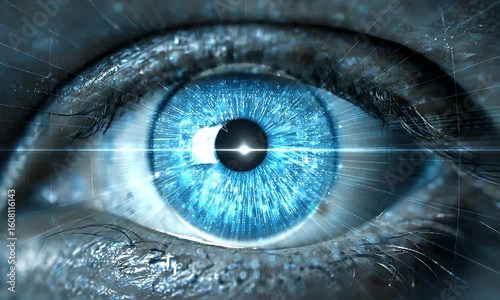 Futuristic Blue Eye Scanning Technology, Artificial Intelligence