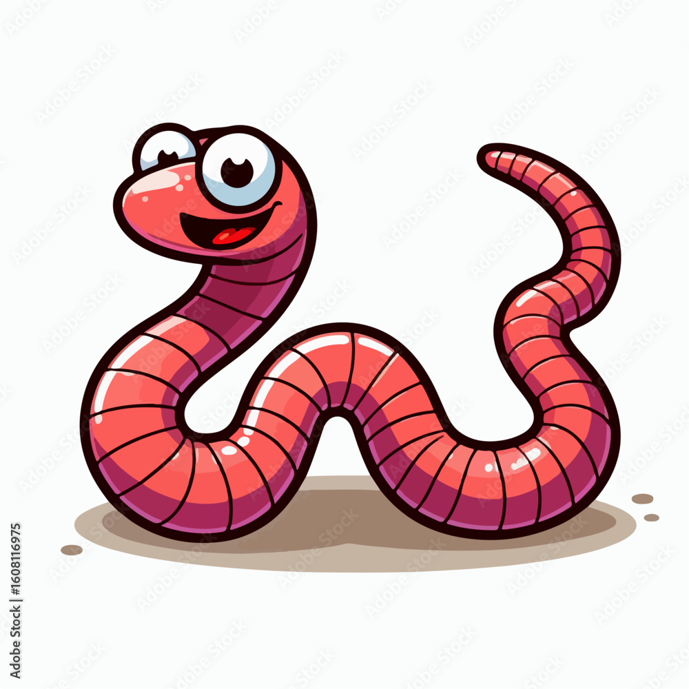 Obraz premium cartoon earthworm vector illustration