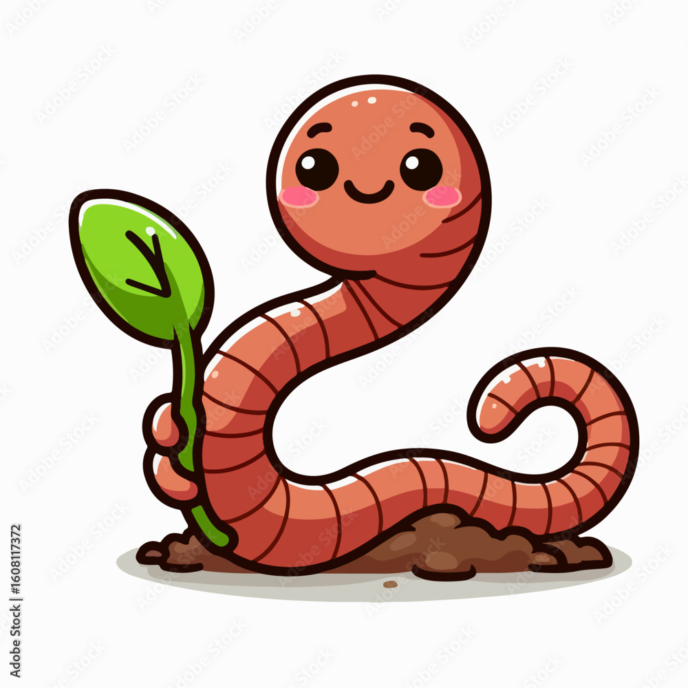 Fototapeta premium cartoon earthworm vector illustration