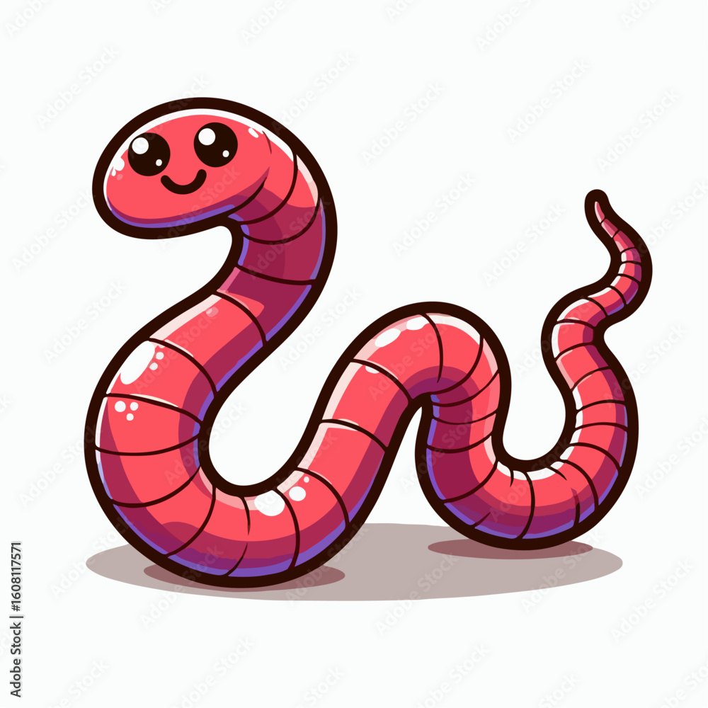 Fototapeta premium cartoon earthworm vector illustration