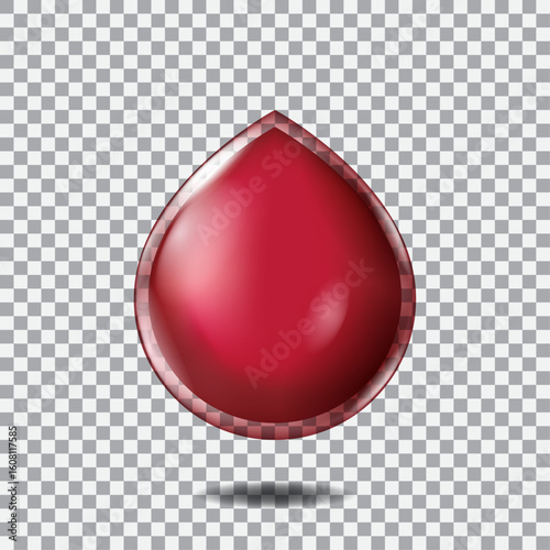 Realistic red blood drop - isolated background