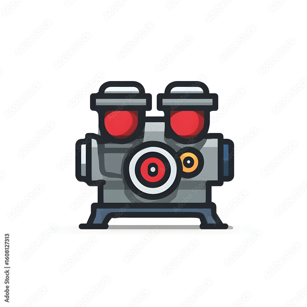 Fototapeta premium Motor engine block icon used in automotive and industrial engineering.