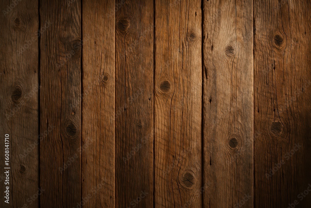 Naklejka premium Rustic reclaimed barnwood feature wall with horizontal planks creating warm natural texture for interior design