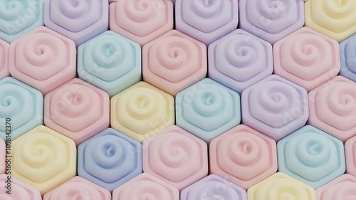 Pastel honeycomb structure shifting colors softly