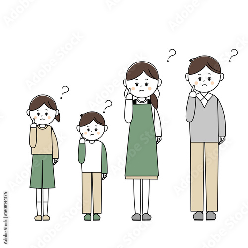疑問に思う親子のイラスト