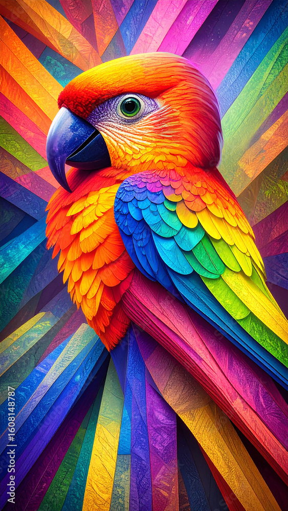 Fototapeta premium Vividly Colorful Abstract Caricature of a Parrot 101
