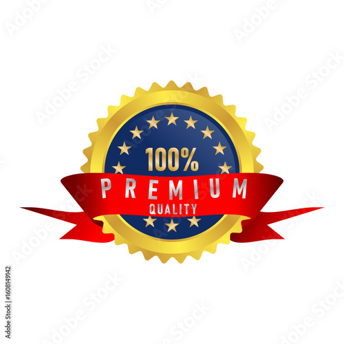 100% Premium Quality Gold Medal Badge with Red Ribbon and Best Quality Assurance