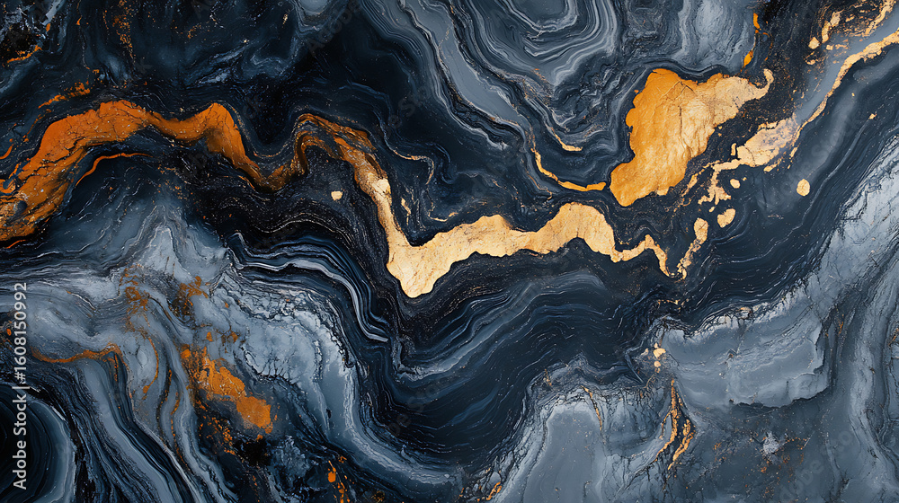 Obraz premium Abstract Marble Swirl with Golden Veins