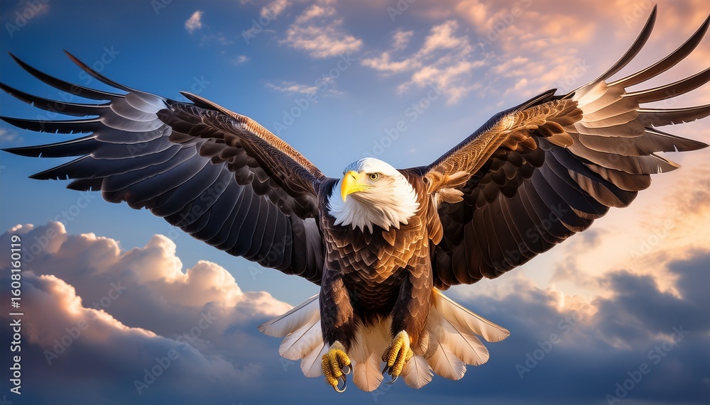 Obraz premium patriotic eagle soars a vibrant symbol of american pride and freedom perfect for independence day election campaigns and conveying strength national identity and american values