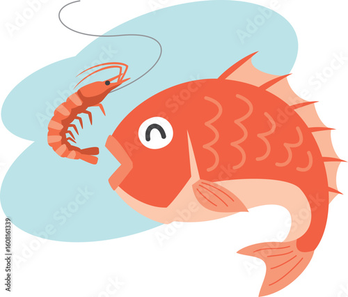 海老で鯛を釣る（ことわざイラスト）