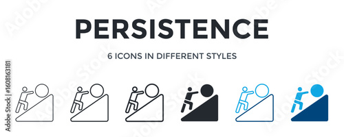Persistence Icon In Different Style Vector Illustration. Designed In Thin Line, Regular Line, Bold Line, Glyph, Color Line, And Color Glyph Style Can Be Used For Web