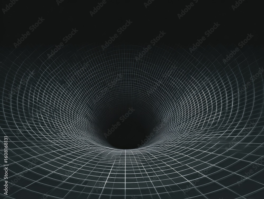 Naklejka premium A gridded tunnel into darkness