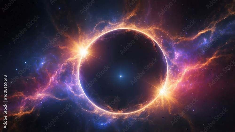 Obraz premium Striking Eclipse with Colorful Nebula Cosmic Sky Background for Astronomy