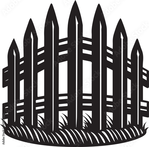 rustic wooden picket fence logo, rustic wooden picket fence silhouette vector icon