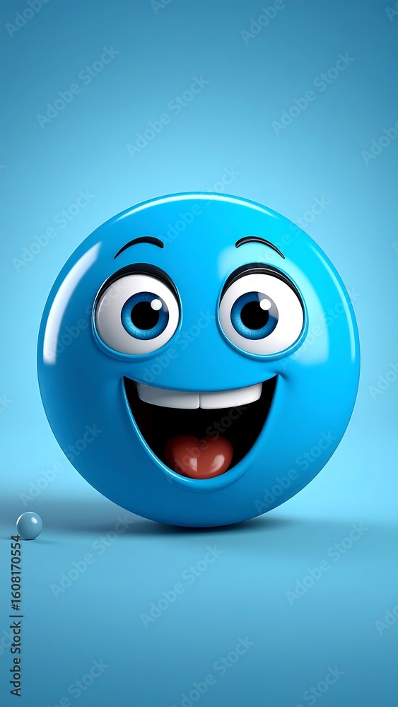 Fototapeta premium Smiling blue emoji sphere
