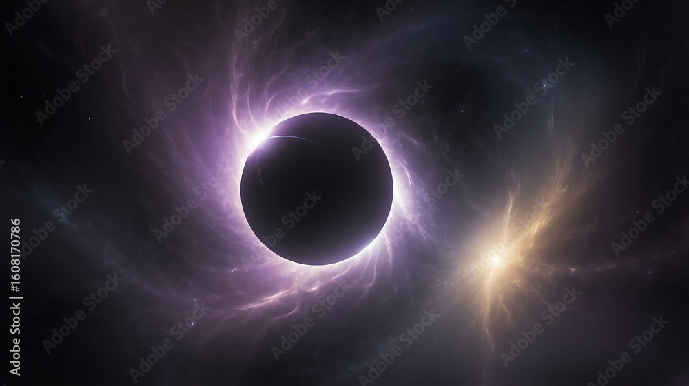 Fototapeta premium Stunning Solar Eclipse with Light Streaks and Cosmic Dust Nebula